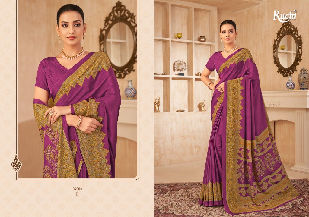 RUCHI VIVANTA SILK VOL 38 SILK CREPE PRINTED SARIS AT BEST RATE