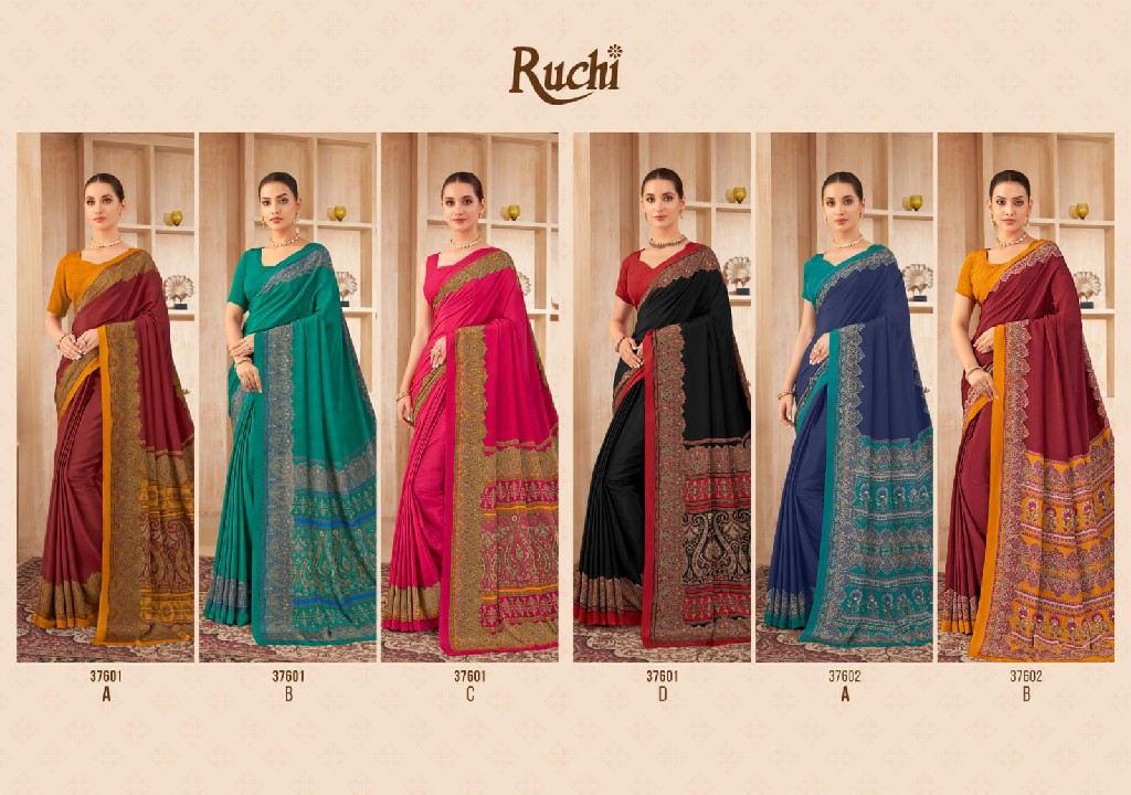 RUCHI VIVANTA SILK VOL 38 SILK CREPE PRINTED SARIS AT BEST RATE