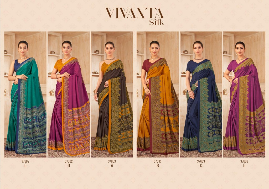 RUCHI VIVANTA SILK VOL 38 SILK CREPE PRINTED SARIS AT BEST RATE