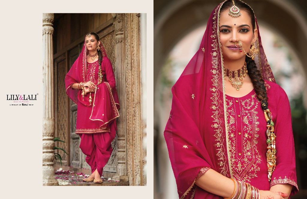 Lily And Lali Real Tulip Wholesale VIscose On Embroidery Top With Bottom And Dupatta