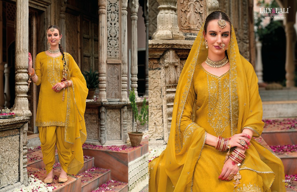 Lily And Lali Real Tulip Wholesale VIscose On Embroidery Top With Bottom And Dupatta