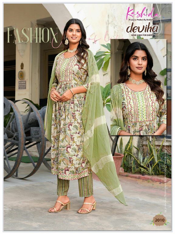 Kashida Devika Vol-5 Wholesale Nayra Kurti Pant And Shiburi Dupatta