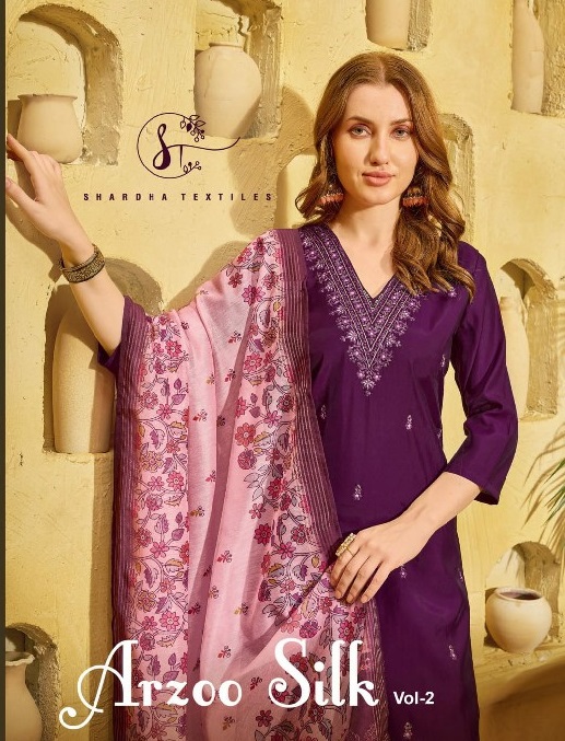 Shardha Arzoo Silk Vol-2 Wholesale Readymade Premium Silk Top With Bottom And Dupatta