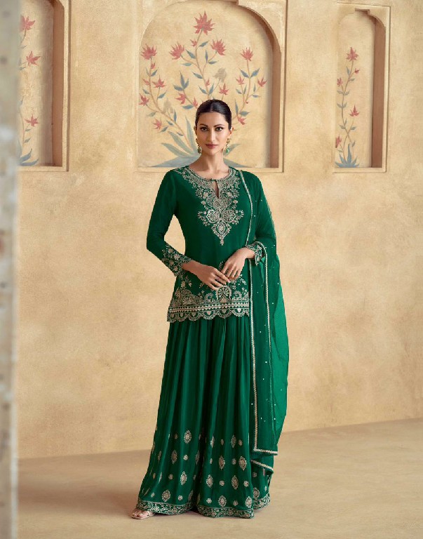 chakori by aashirwad creation chinon silk fully stitch plazzo style festive suit