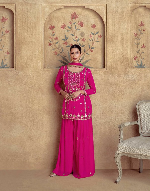 chakori by aashirwad creation chinon silk fully stitch plazzo style festive suit