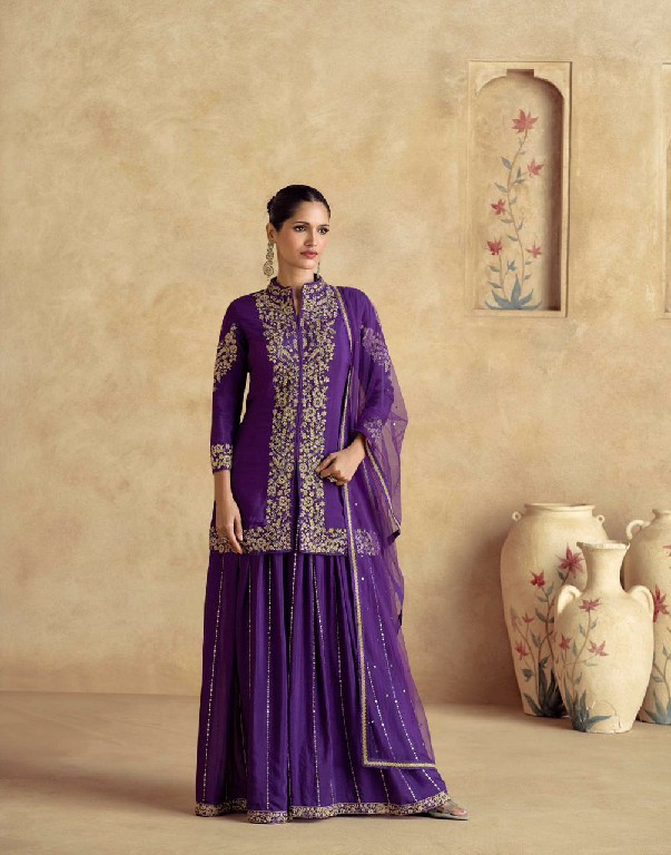 chakori by aashirwad creation chinon silk fully stitch plazzo style festive suit