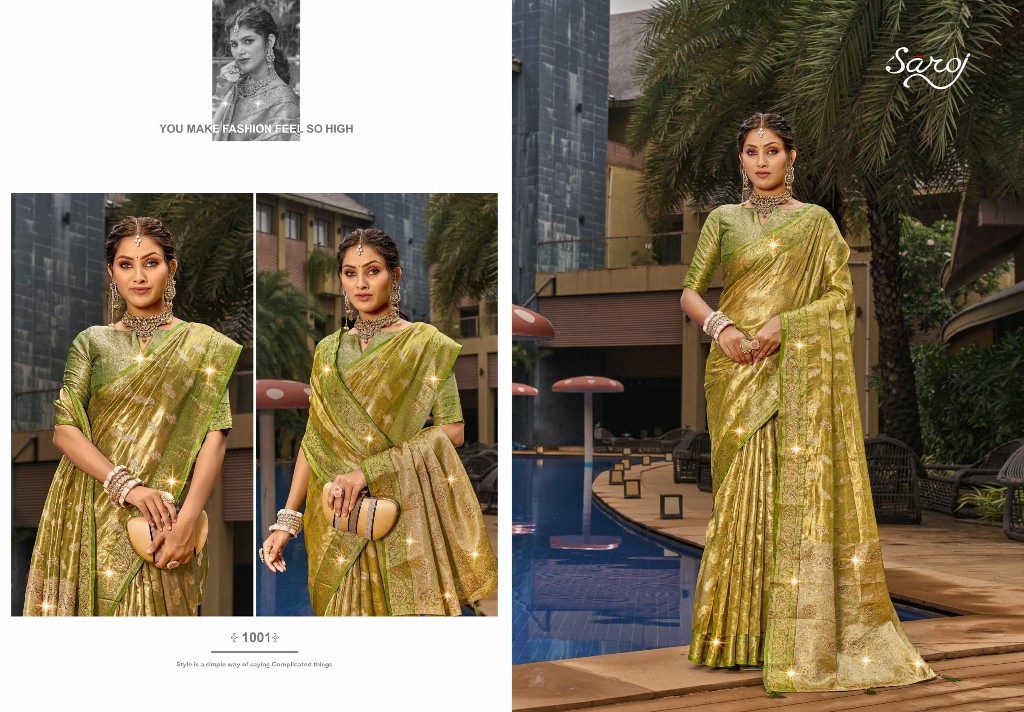 Saroj Lilly Tissue Saroski Vol-2 Wholesale Jari Tissue Swaroski Work Sarees