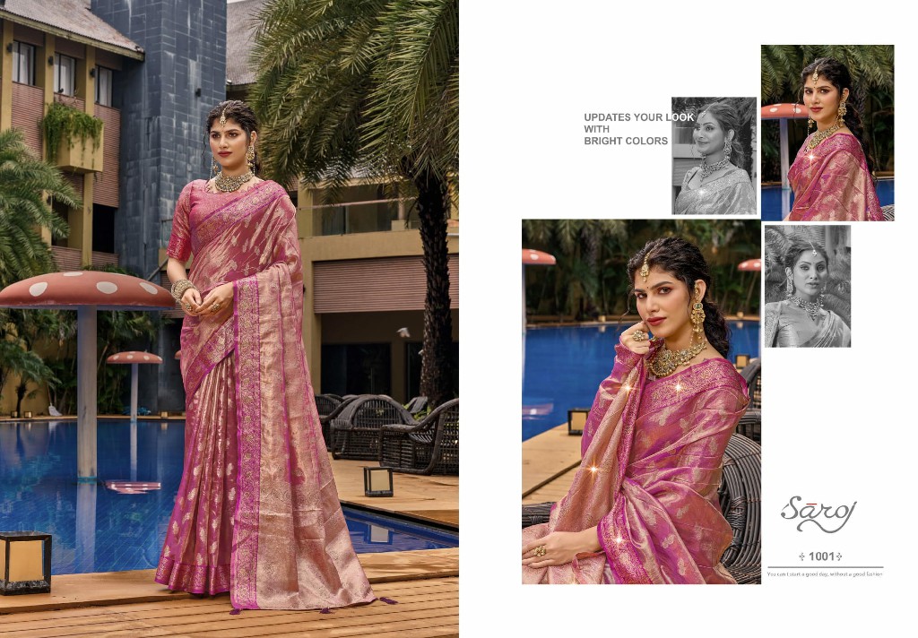 Saroj Lilly Tissue Saroski Vol-2 Wholesale Jari Tissue Swaroski Work Sarees