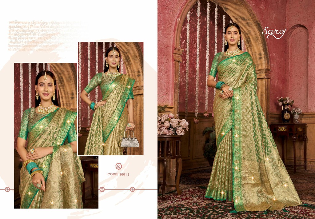 Saroj Lilly Tissue Saroski Vol-3 Wholesale Jari Tissue Swaroski Work Sarees