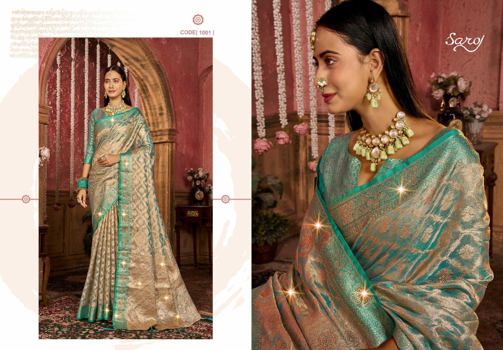 Saroj Lilly Tissue Saroski Vol-3 Wholesale Jari Tissue Swaroski Work Sarees