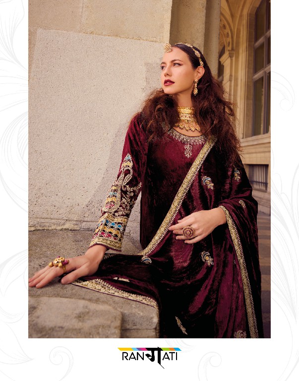 Rangati Vogue Wholesale Plush Velvet Designer Embroidery Winter Suits