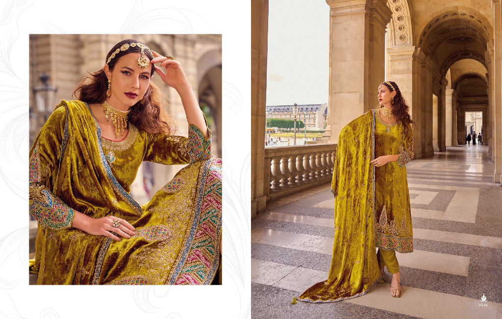 Rangati Vogue Wholesale Plush Velvet Designer Embroidery Winter Suits