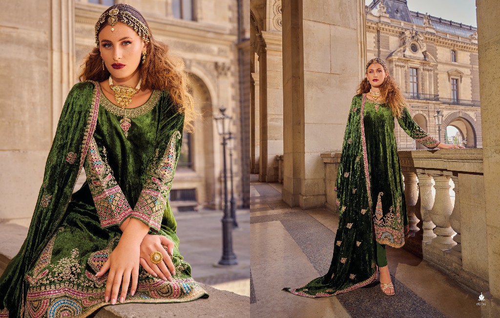 Rangati Vogue Wholesale Plush Velvet Designer Embroidery Winter Suits