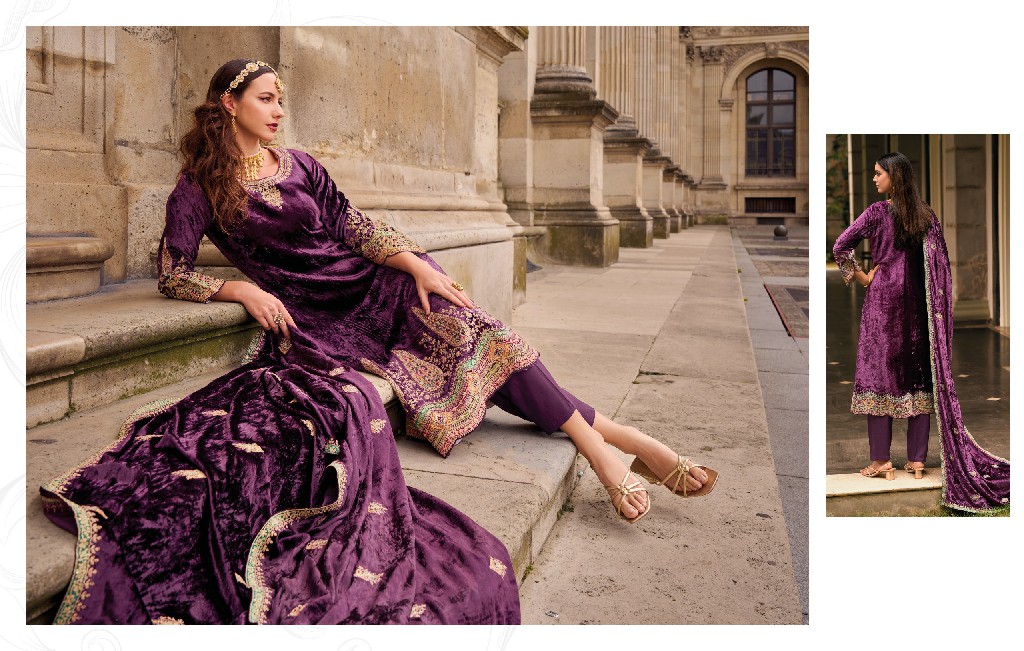 Rangati Vogue Wholesale Plush Velvet Designer Embroidery Winter Suits