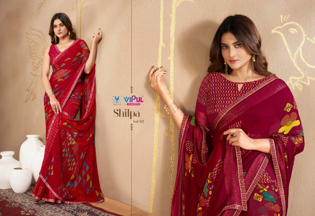 Vipul Shilpa Vol-2 Wholesale Georgette Fabrics Ethnic Sarees