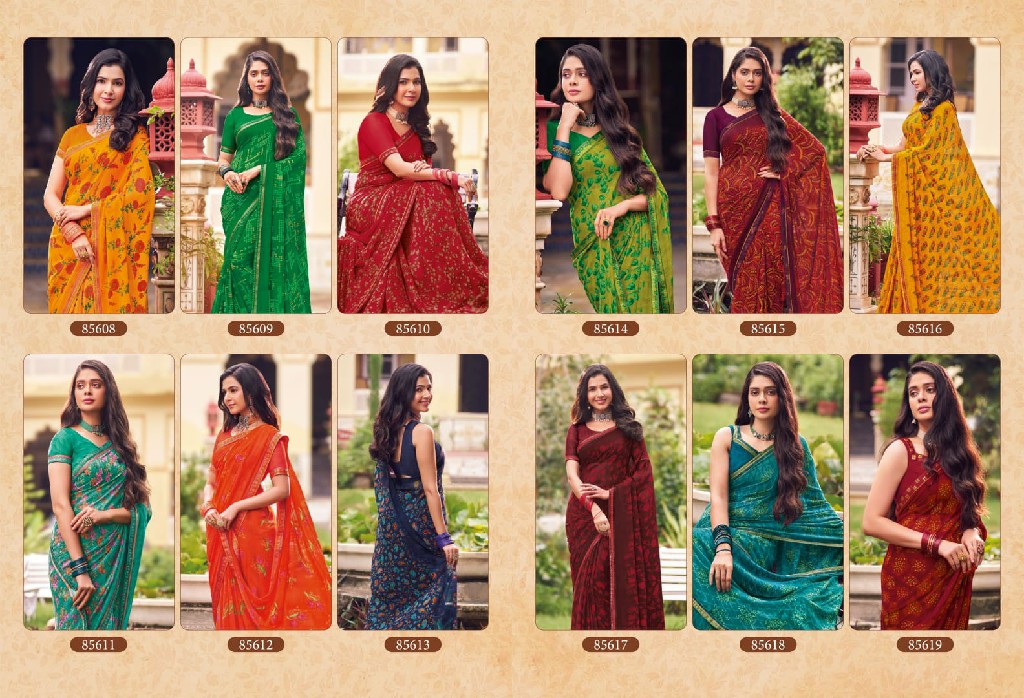 Vipul Tulsi Vol-9 Wholesale Georgette Fabrics Ethnic Sarees