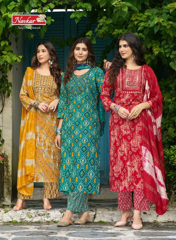 Navkar Saba Vol-6 Wholesale Embroidery Work Kurti With Pant And Dupatta