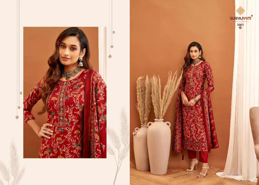 Suryajyoti Kanika Vol-3 Wholesale Pure Modal With Neck Work Dress Material