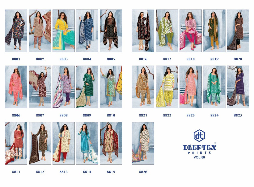 DEEPTEX PRINTS MISS INDIA VOL 88 SUMMER SPECIAL COTTON UNSTITCH SALWAR KAMEEZ COLLECTION