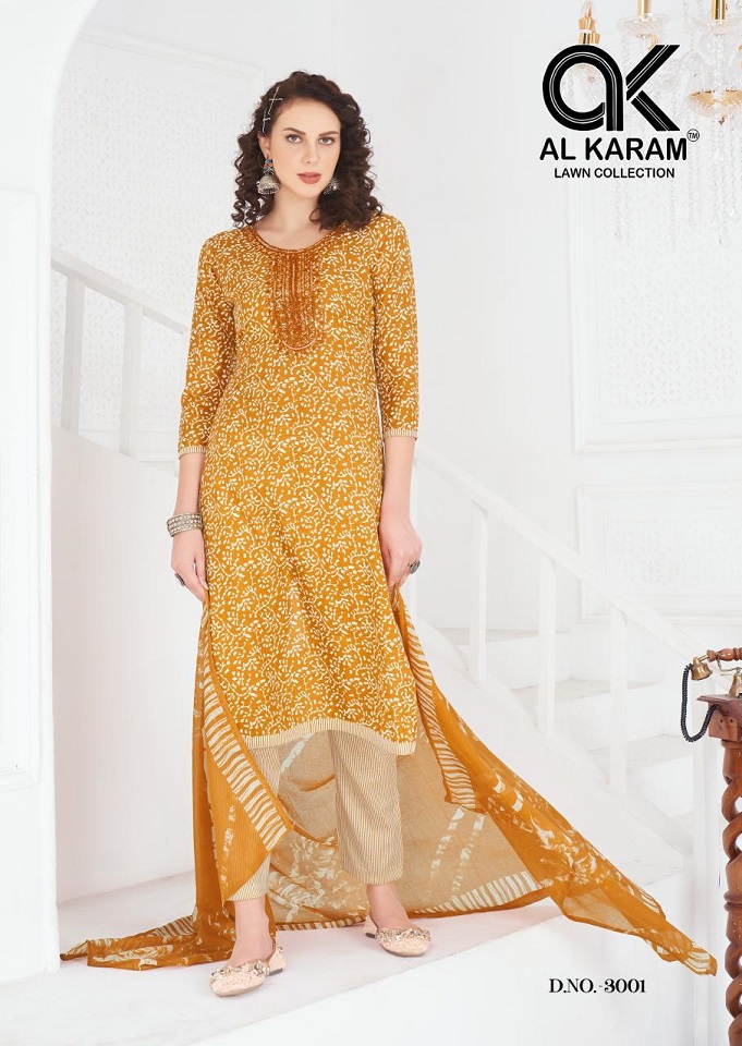 Al Karam Heritage Vol-3 Wholesale Self Embroidery Dress Material