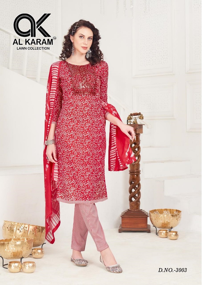 Al Karam Heritage Vol-3 Wholesale Self Embroidery Dress Material
