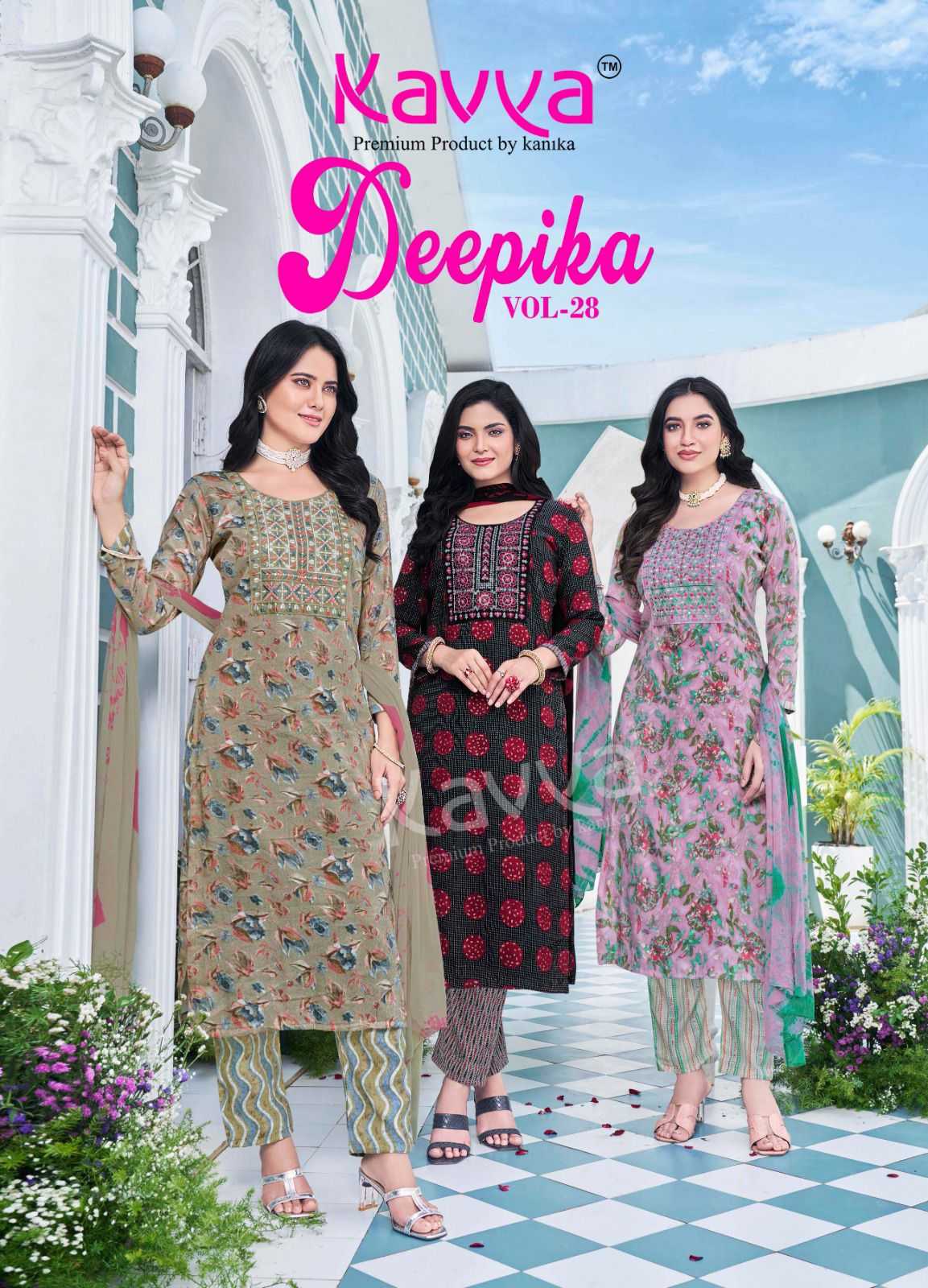 KAVYA DEEPIKA VOL 28 READYMADE BEAUTIFUL STRAIGHT KURTI PANT DUPATTA