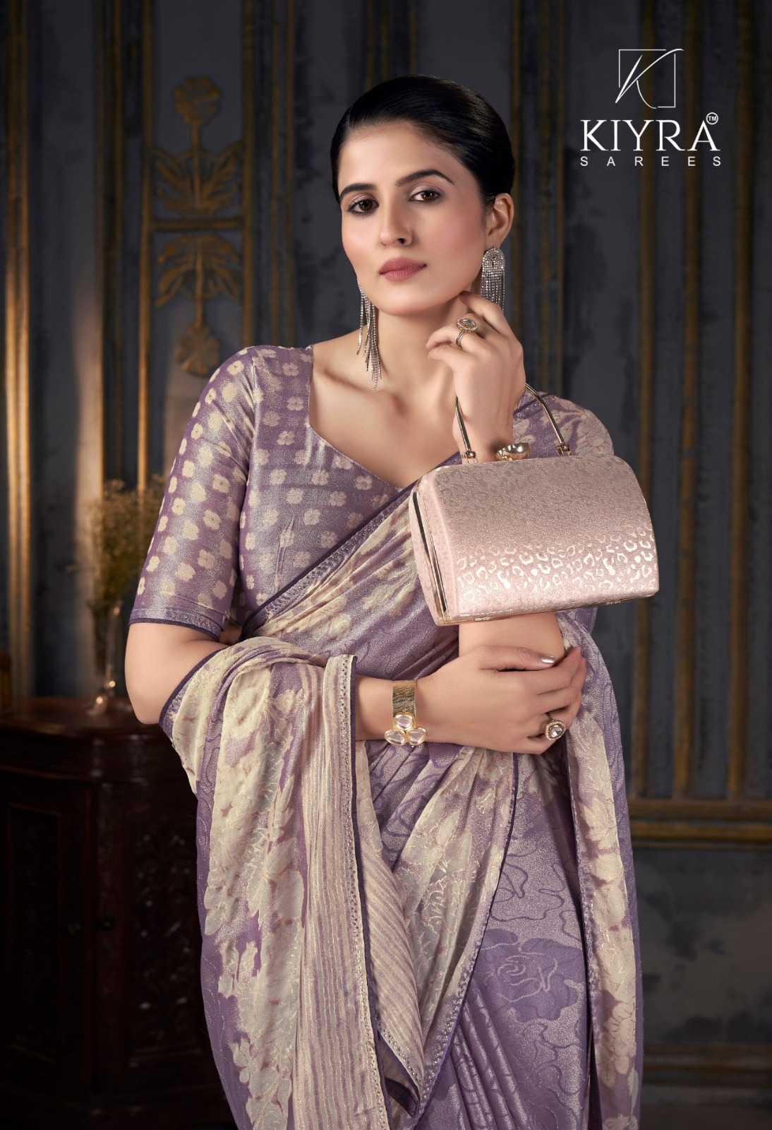 kiyra rozy hit design fancy dull moss brasso saree online