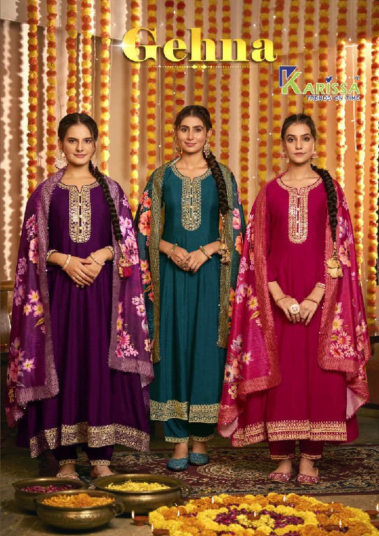 Karissa Gehna Wholesale Full Kali Ghera Top With Pant And Dupatta