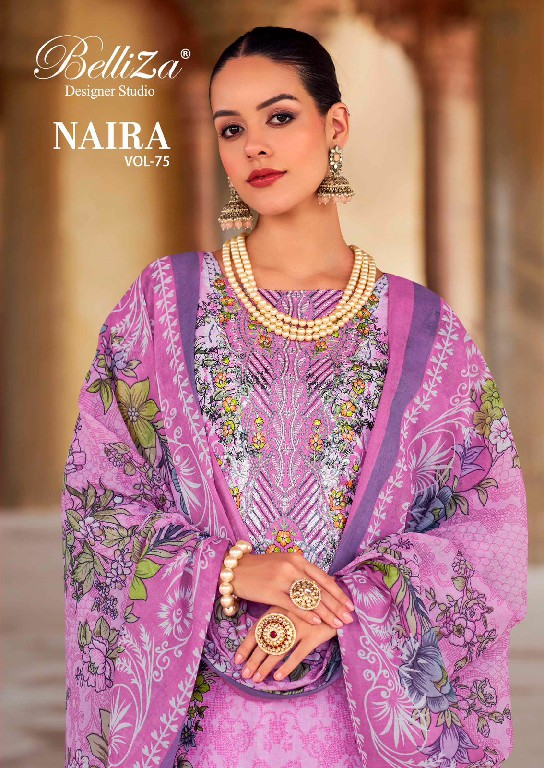 BELLIZA DESIGNER NAIRA VOL 75 COTTON DIGITAL PRINTS MODERN PAKISTANI DRESS