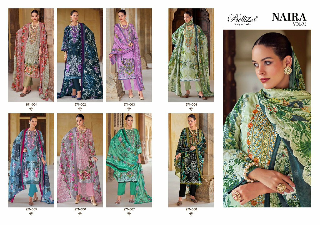 BELLIZA DESIGNER NAIRA VOL 75 COTTON DIGITAL PRINTS MODERN PAKISTANI DRESS