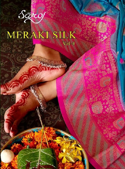 Saroj Meraki Silk Vol-4 Wholesale Heavy Silk Jari Concept Sarees