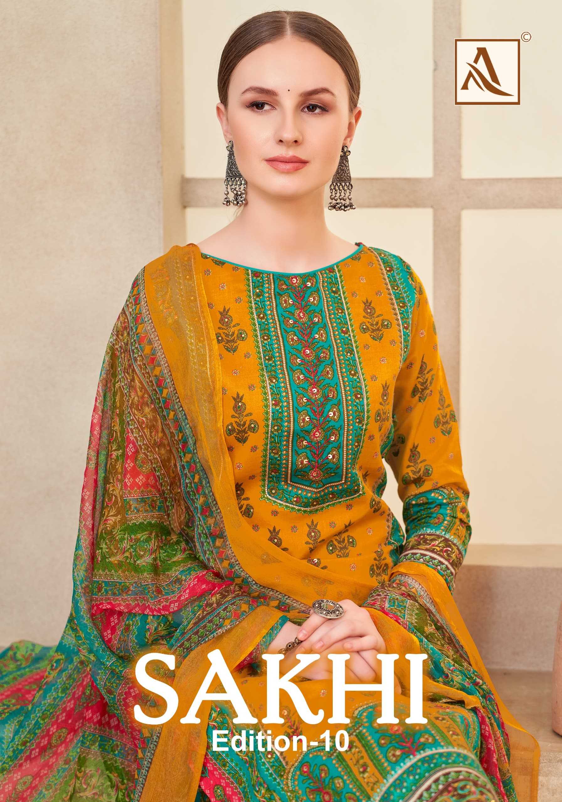 alok sakhi vol 10 zam discharge print modern pakistani dress material