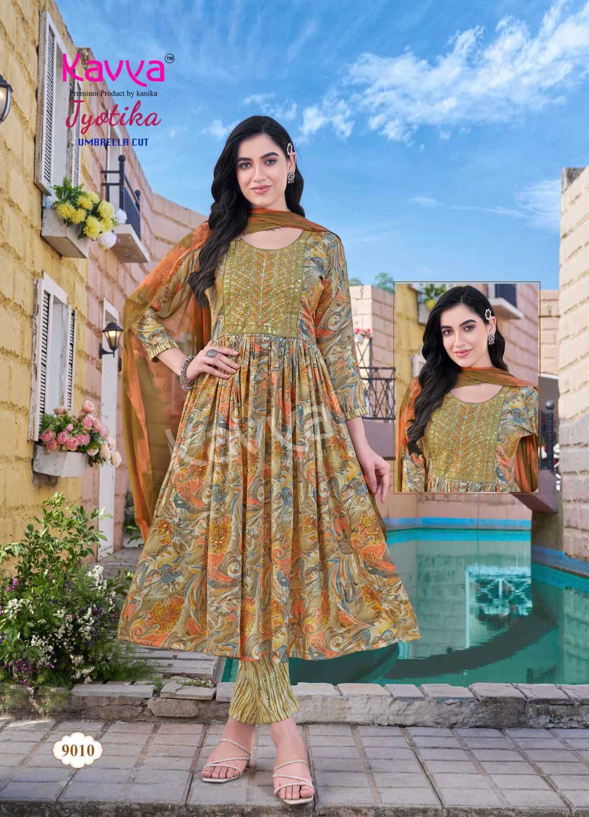 KAVYA JYOTIKA VOL 9 UMBRELLA CUT FOIL PRINT READYMADE SALWAR SUIT