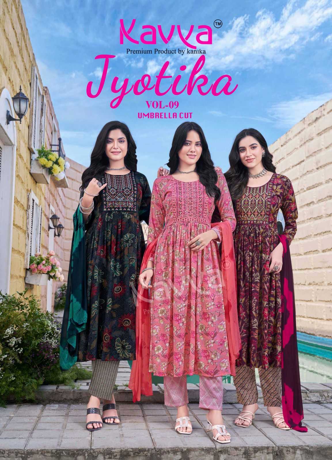 KAVYA JYOTIKA VOL 9 UMBRELLA CUT FOIL PRINT READYMADE SALWAR SUIT