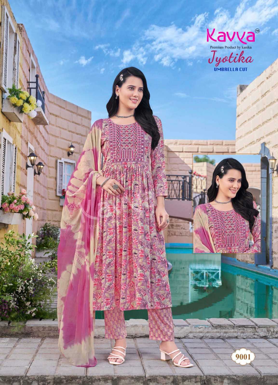 KAVYA JYOTIKA VOL 9 UMBRELLA CUT FOIL PRINT READYMADE SALWAR SUIT
