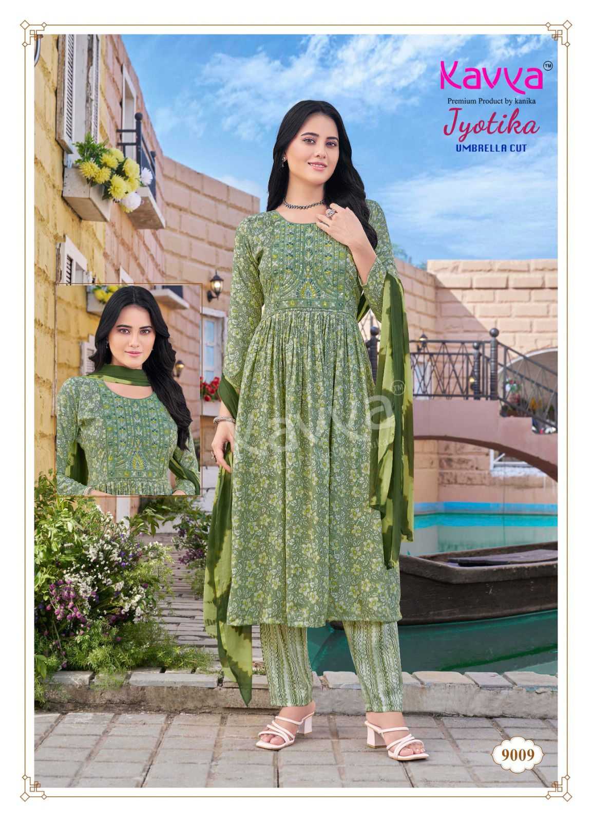 KAVYA JYOTIKA VOL 9 UMBRELLA CUT FOIL PRINT READYMADE SALWAR SUIT