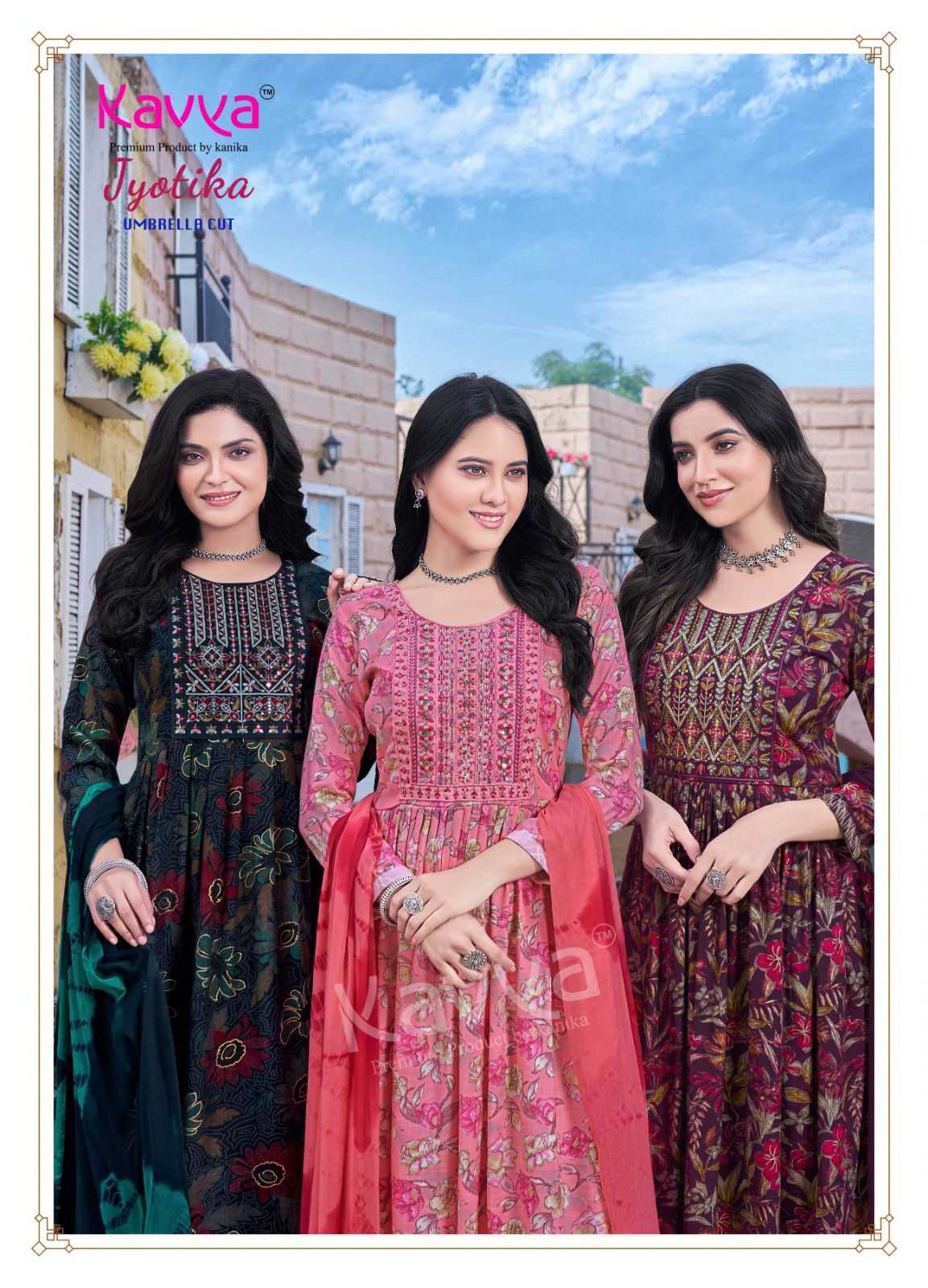 KAVYA JYOTIKA VOL 9 UMBRELLA CUT FOIL PRINT READYMADE SALWAR SUIT