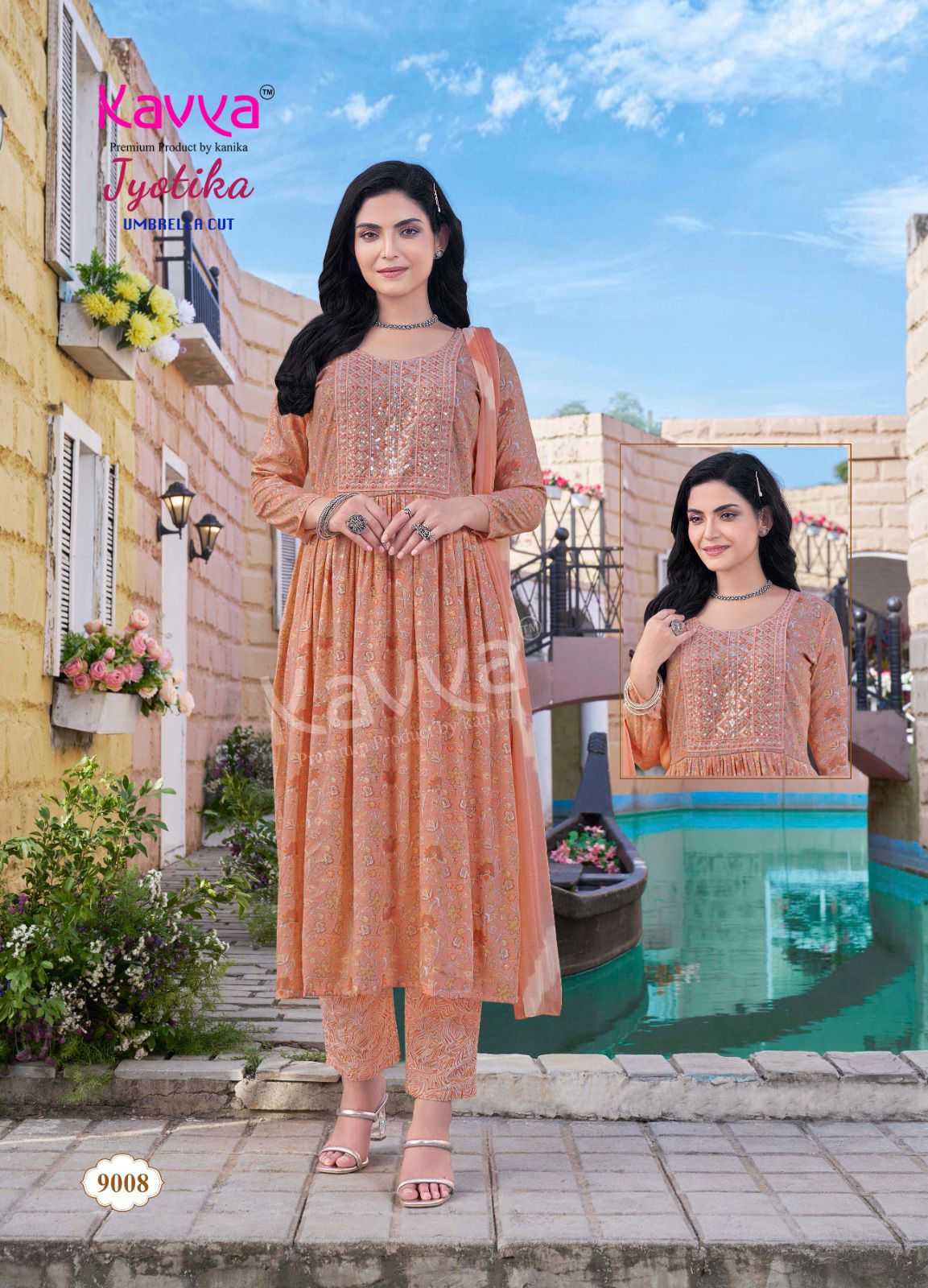 KAVYA JYOTIKA VOL 9 UMBRELLA CUT FOIL PRINT READYMADE SALWAR SUIT