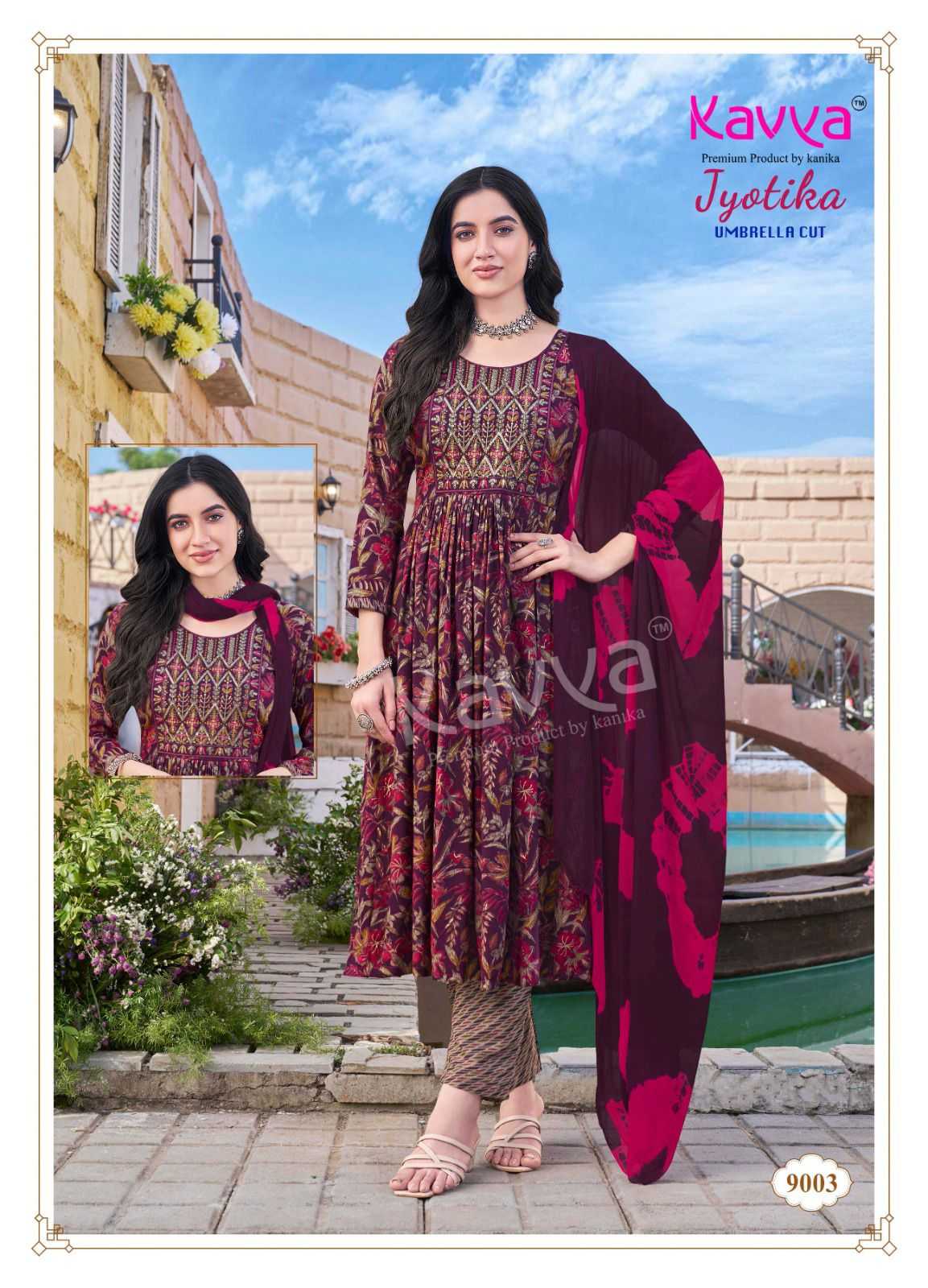 KAVYA JYOTIKA VOL 9 UMBRELLA CUT FOIL PRINT READYMADE SALWAR SUIT