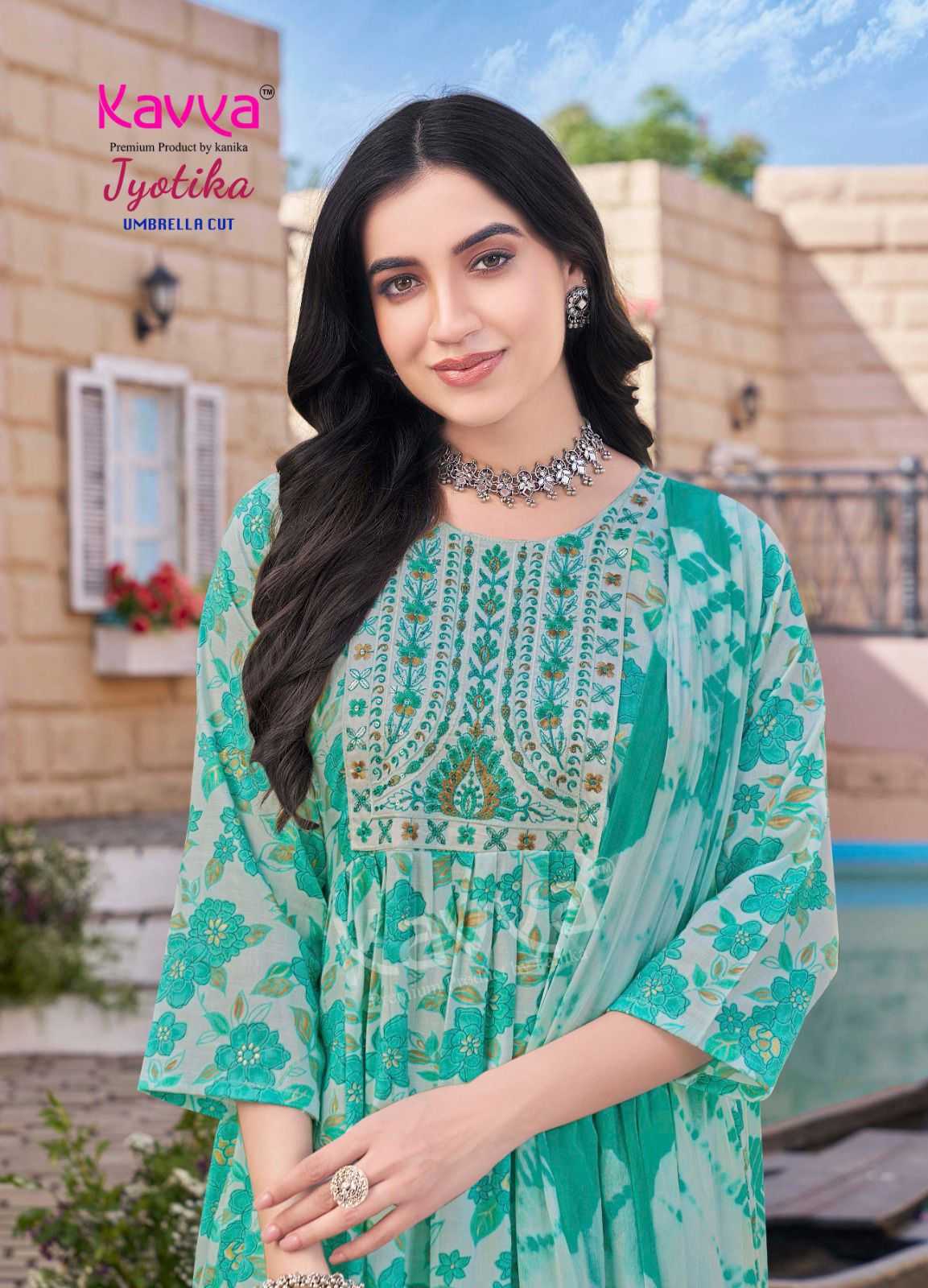 KAVYA JYOTIKA VOL 9 UMBRELLA CUT FOIL PRINT READYMADE SALWAR SUIT