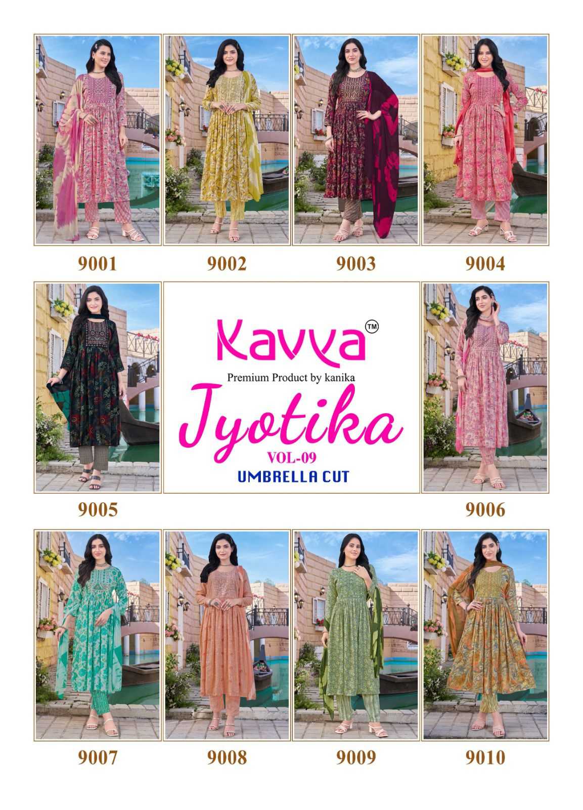 KAVYA JYOTIKA VOL 9 UMBRELLA CUT FOIL PRINT READYMADE SALWAR SUIT