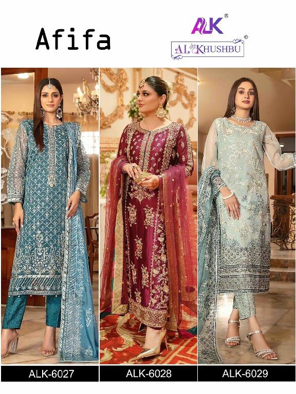 al khushbu alk afifa 6027-6029 georgette modern pakistani salwar suit