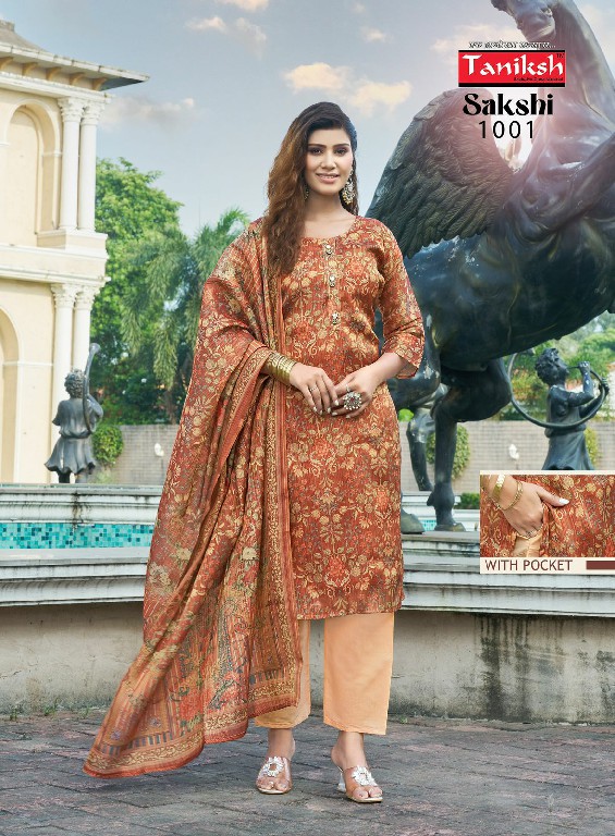 sakshi vol 1 by taniksh tissue fully stitch elegant style ladies suit