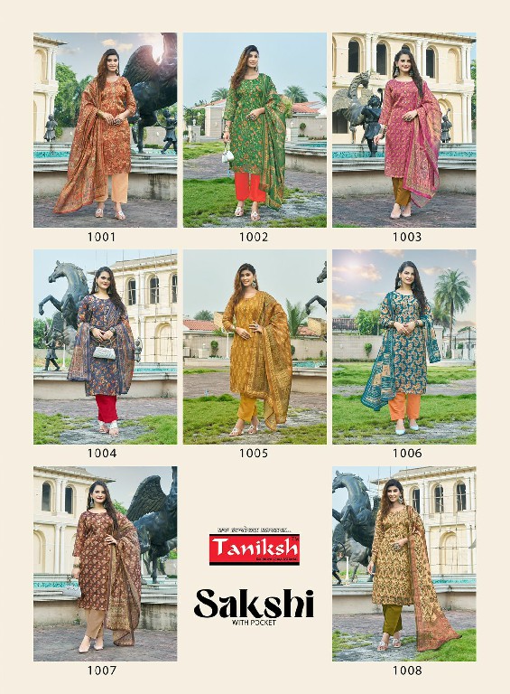 sakshi vol 1 by taniksh tissue fully stitch elegant style ladies suit