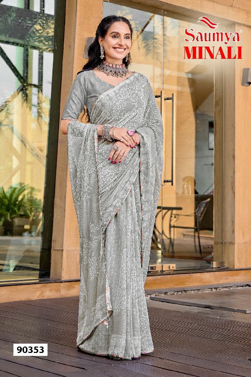 Saumya Minali Wholesale Golden Georgette Fabrics Ethnic Sarees