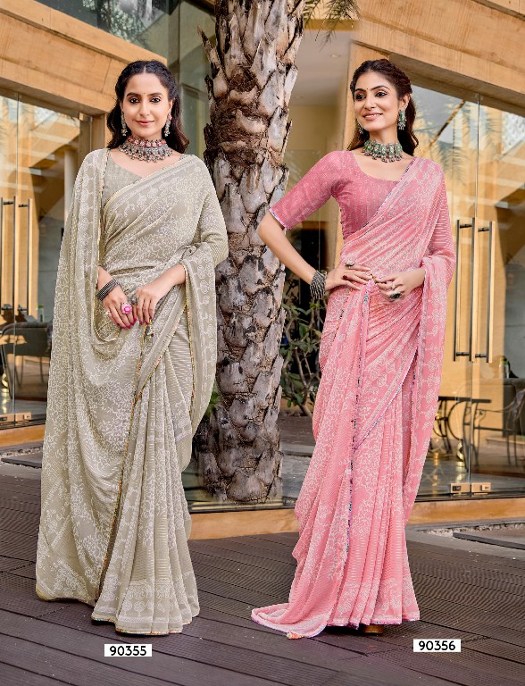 Saumya Minali Wholesale Golden Georgette Fabrics Ethnic Sarees