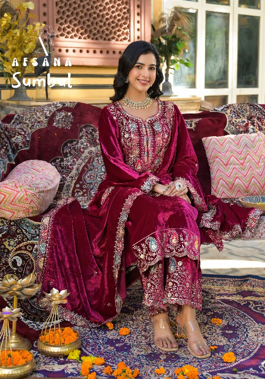 Afsana Sumbul Wholesale 11000 Velvet Readymade Winter Suits Combo