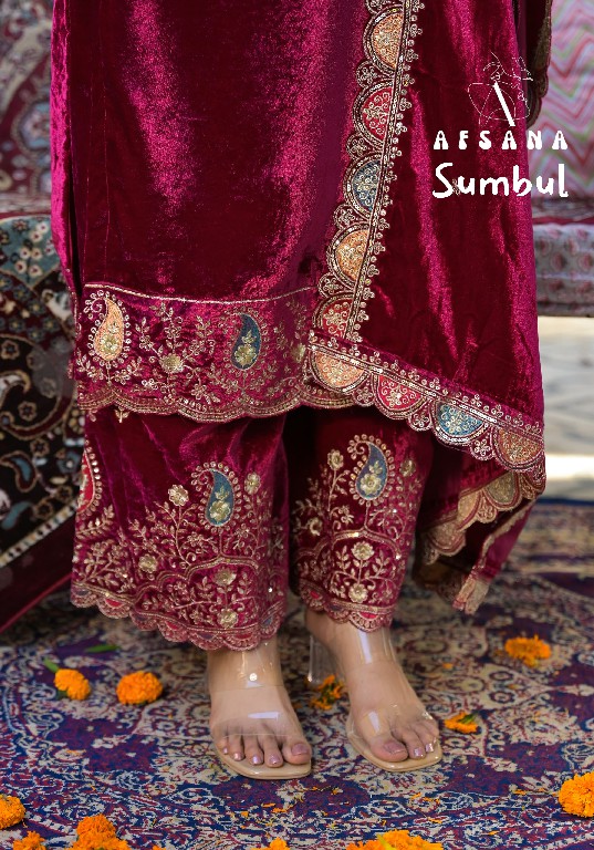 Afsana Sumbul Wholesale 11000 Velvet Readymade Winter Suits Combo