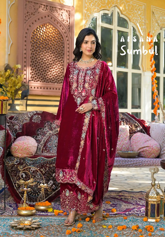 Afsana Sumbul Wholesale 11000 Velvet Readymade Winter Suits Combo