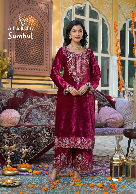 Afsana Sumbul Wholesale 11000 Velvet Readymade Winter Suits Combo